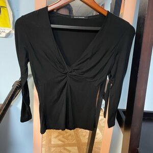 Elie Tahari Black V-Neck Blouse